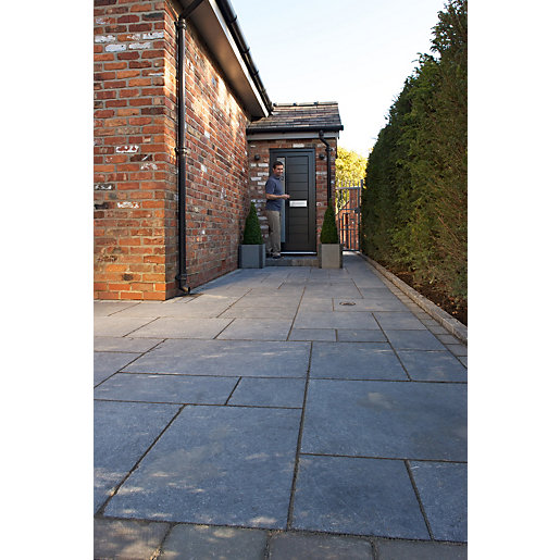 Marshalls Indian Sandstone Textured Grey Multi Paving Slab ...