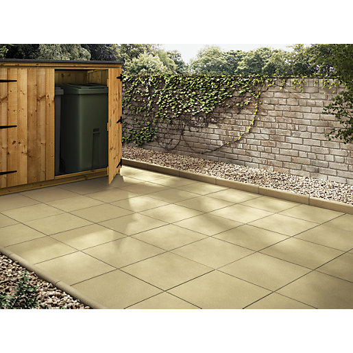 Marshalls Richmond Smooth Buff Paving Slab 600 X 600 X 38 Mm Wickes Co Uk