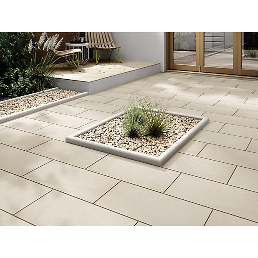 Marshalls Sawn Sandstone Smooth Buff Multi Paving Slab 600 x 300 x 22mm