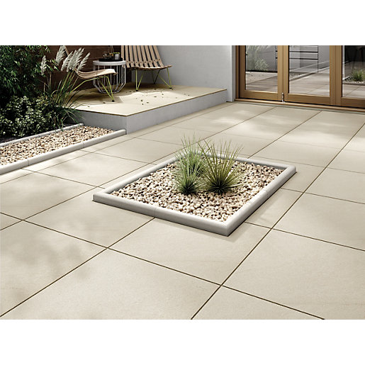 Marshalls Sawn Sandstone Smooth Buff Multi Paving Slab 600 x 600 x 22