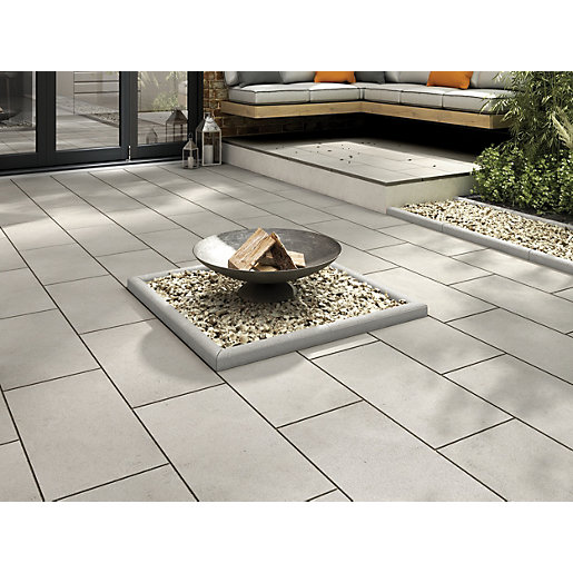 Marshalls Sawn Sandstone Smooth Grey Multi Paving Slab 600 x 300 x 22 mm Wickes.co.uk
