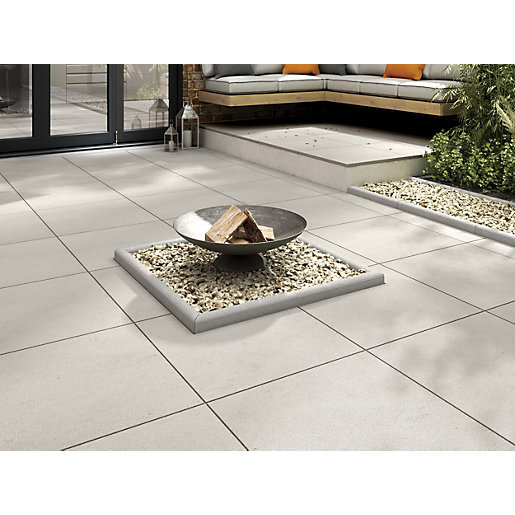 Marshalls Sawn Sandstone Smooth Grey Multi Paving Slab 600 x 600 x 22mm Pack of 38 Wickes.co.uk