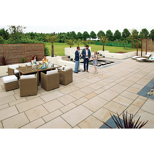Marshalls Sawn Versuro Smooth Caramel Cream Paving Slab 1200 x 1200 x
