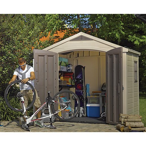 keter 8 x 6ft factor double door apex plastic shed