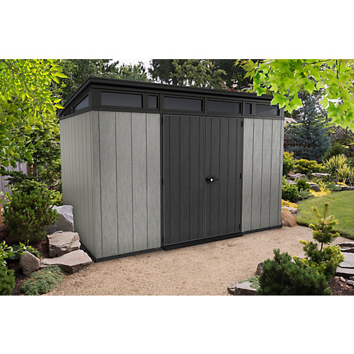 keter artisan 11 x 7ft double door pent outdoor plastic garden shed wickes co uk