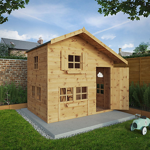 two storey wooden playhouse