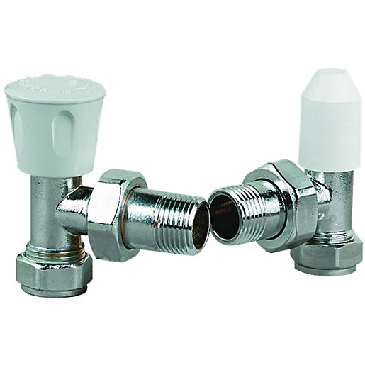 Wickes Angled Chrome Radiator Valves 15mm Pack of 2 Wickes.co.uk