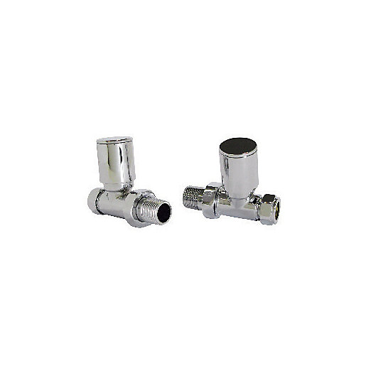 Wickes Contemporary Chrome Round Straight Radiator Valves 15mm