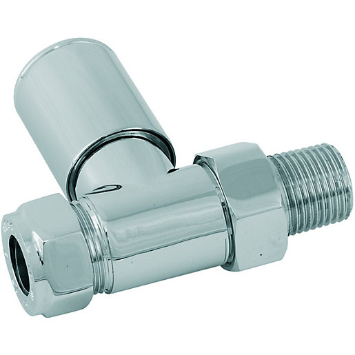 Wickes Smooth Head Straight Radiator Valve Chrome Pack of 2 Wickes