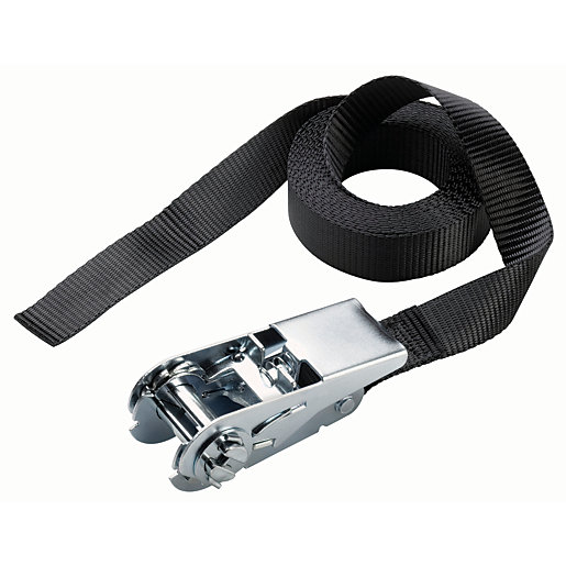 Master Lock Single Ratchet Strap Tie Down Endless 5m Black Wickes.co.uk