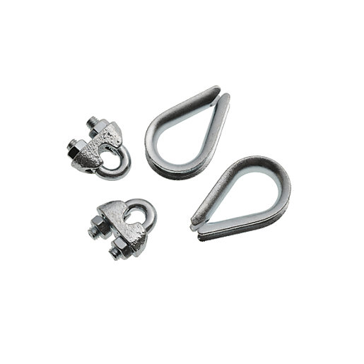 Wickes Bright Zinc Plated Thimble & Clamp Set 4mm Pack 4 Wickes.co.uk