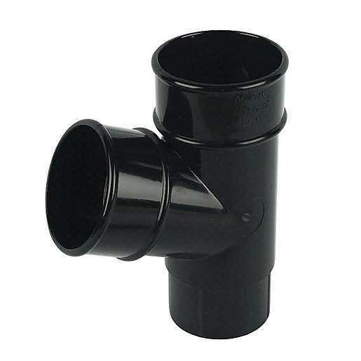 FloPlast 68mm Round Line Downpipe Branch 67.5° Black Wickes.co.uk