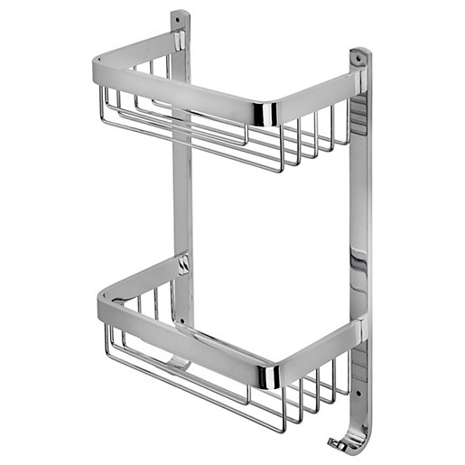 Croydex Large 2 Tier Bathroom Storage Basket Chrome Wickes.co.uk