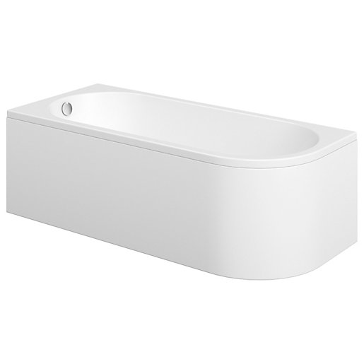 Wickes Ellipse Left Hand Acrylic Shower Bath 1700 x 750mm Wickes.co.uk
