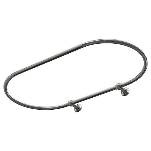 Croydex Wall Mounted Roll Top Bath Shower Curtain Rail Chrome