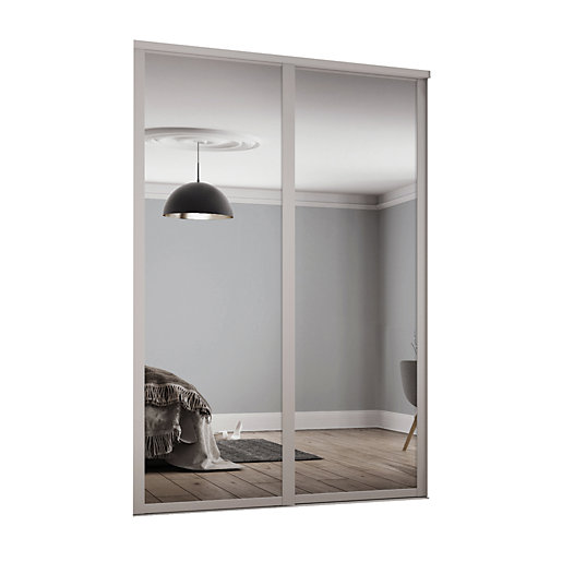 Spacepro 610mm Cashmere Shaker frame Single panel Mirror Sliding