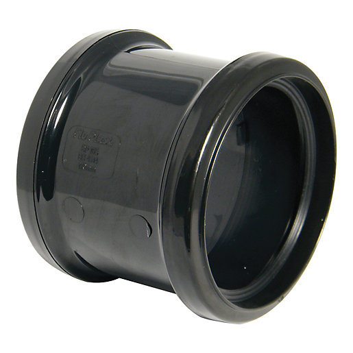 FloPlast 110mm Double Socket Coupling Black Wickes.co.uk