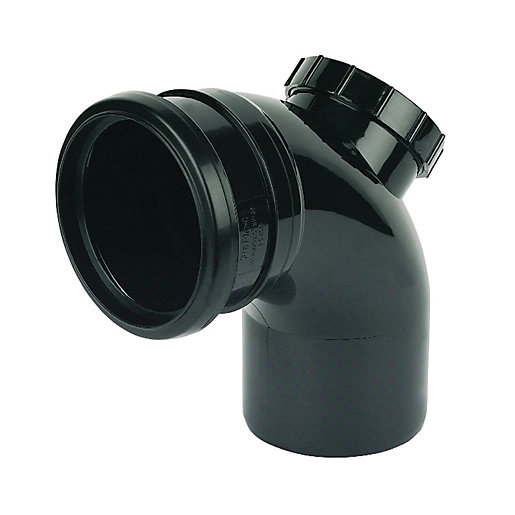 FloPlast 110mm Soil Pipe Access Bend 92.5° Black Wickes.co.uk