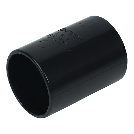 FloPlast WS08B Solvent Weld Waste Straight Coupler Black 40mm