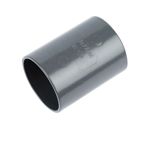 FloPlast WS08G Solvent Weld Waste Straight Coupler Grey 40mm Wickes