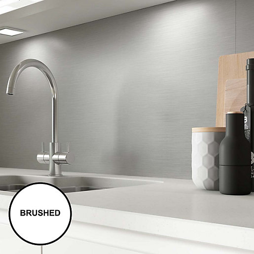 AluSplash Splashback Brushed Silver 800 X 600mm - Brushed | Wickes.co.uk