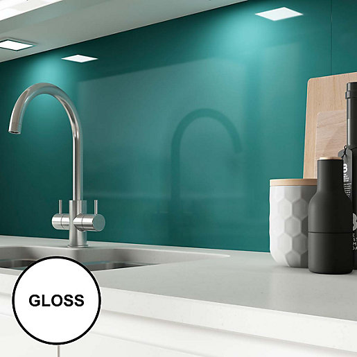 AluSplash Splashback Totally Teal 800 x 600mm Gloss Wickes.co.uk