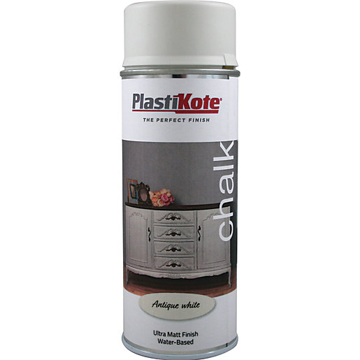 Plastikote Chalk Finish Spray Paint Antique White 400ml Wickes.co.uk