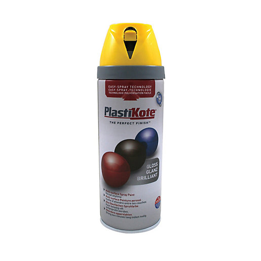 Plastikote Multisurface Spray Paint Gloss Yellow 400ml Wickes.co.uk