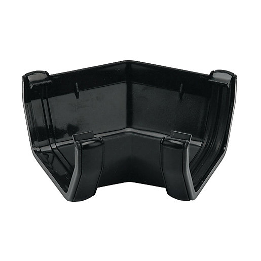 FloPlast 114mm Square Line Gutter Angle 135° Black Wickes.co.uk