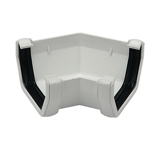 FloPlast 114mm Square Line Gutter Angle 135° White Wickes.co.uk