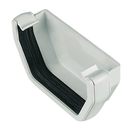 FloPlast 114mm Square Line Gutter External Stop End White Wickes.co.uk