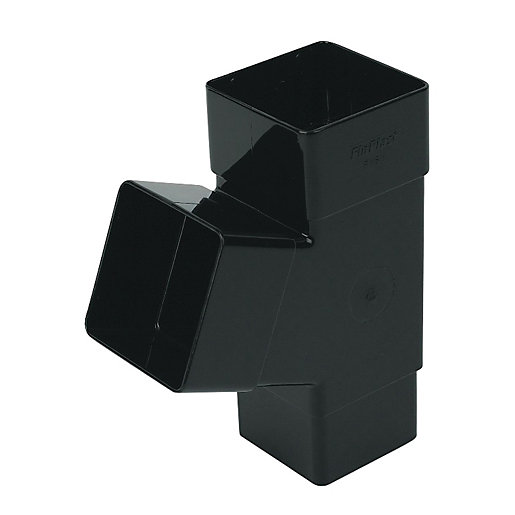 FloPlast 65mm Square Line Downpipe 67.5° Branch Black Wickes.co.uk