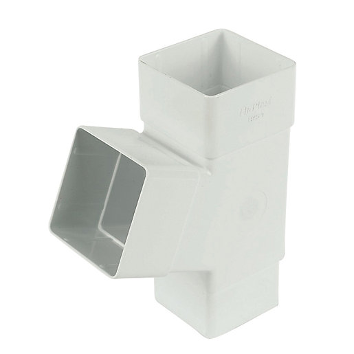 FloPlast 65mm Square Line Downpipe 67.5° Branch White Wickes.co.uk