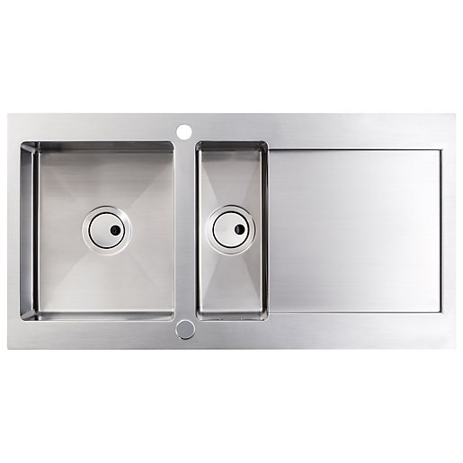 Abode Verve 1.5 Bowl Kitchen Sink Stainless Steel Wickes.co.uk