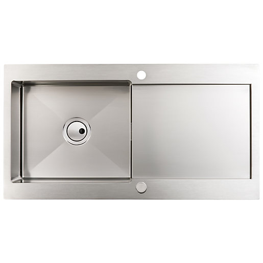 Abode Verve 1 Bowl Kitchen Sink - Stainless Steel | Wickes ...