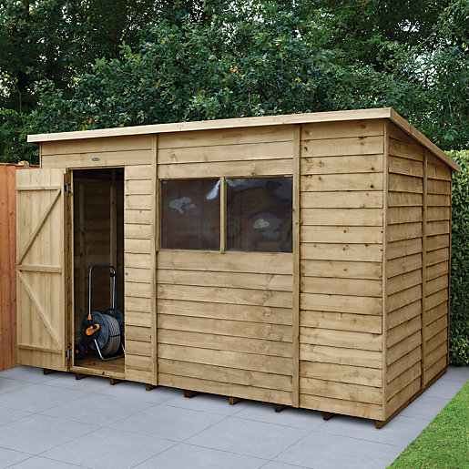 forest garden 10 x 6 ft pent overlap pressure treated shed