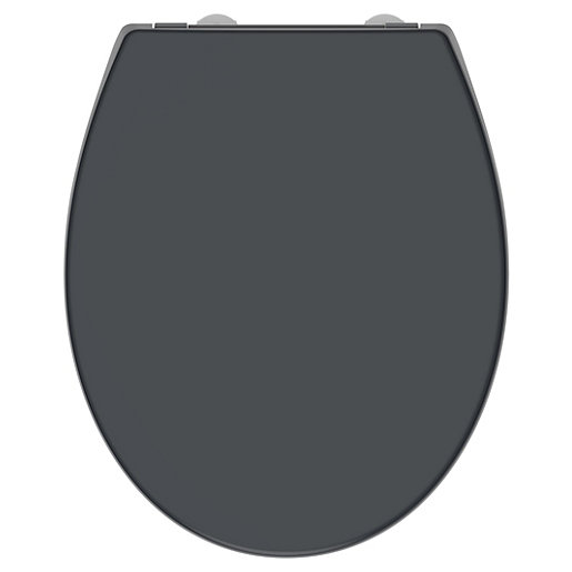 Wickes Grey Plastic Toilet Seat Soft Close Wickes.co.uk