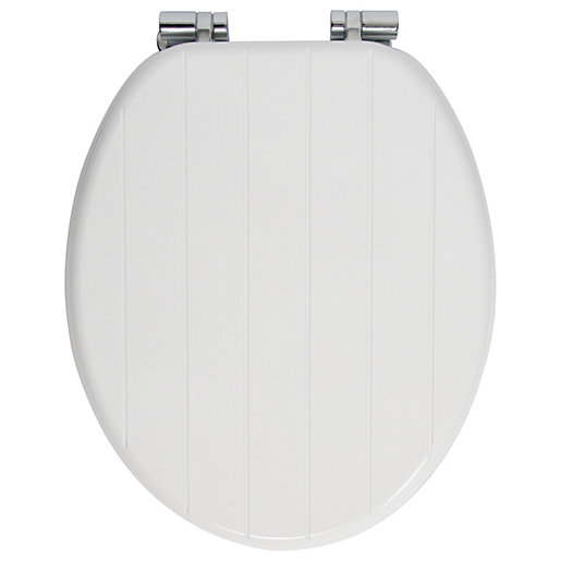 Wickes Tongue & Groove Wood Effect Toilet Seat Soft Close Wickes.co.uk