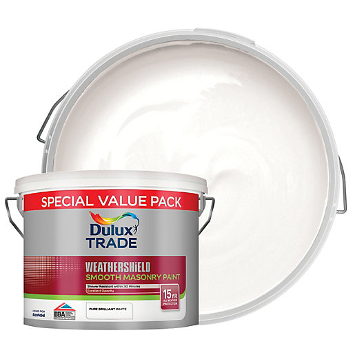Offer Wickes Dulux Trade Weathershield Smooth Masonry Paint