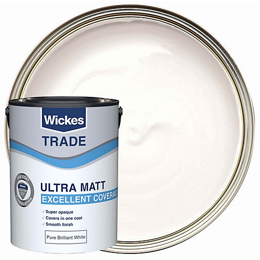 Wickes Trade Ultra Matt Emulsion Pure Brilliant White 5l Wickes.co.uk