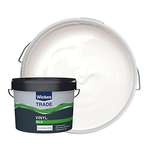 Wickes Trade Vinyl Silk Emulsion Paint Pure Brilliant White 10L