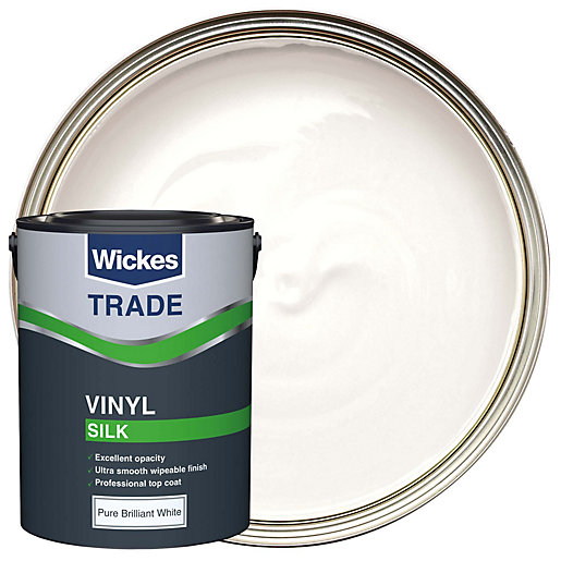 Wickes Trade Vinyl Silk Emulsion Paint Pure Brilliant White 5L