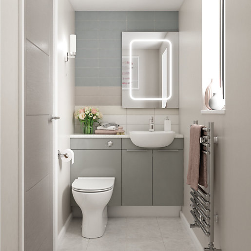 Wickes Vienna Grey Compact Wc Unit 600 X 735mm Co Uk - Bathroom Toilet And Sink Unit Grey