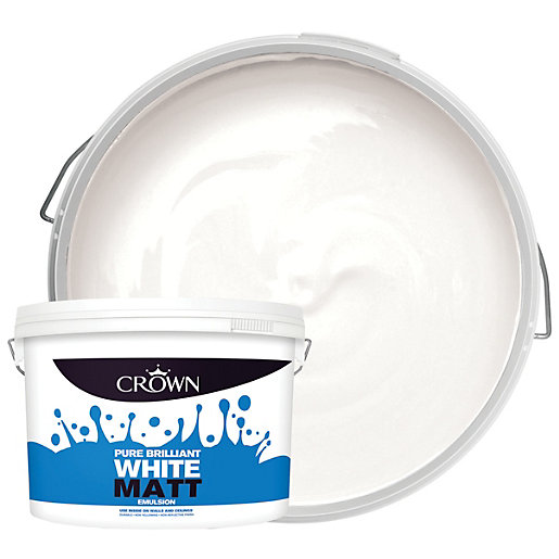 Crown Matt Emulsion Paint Pure Brilliant White 10l Wickes Co Uk