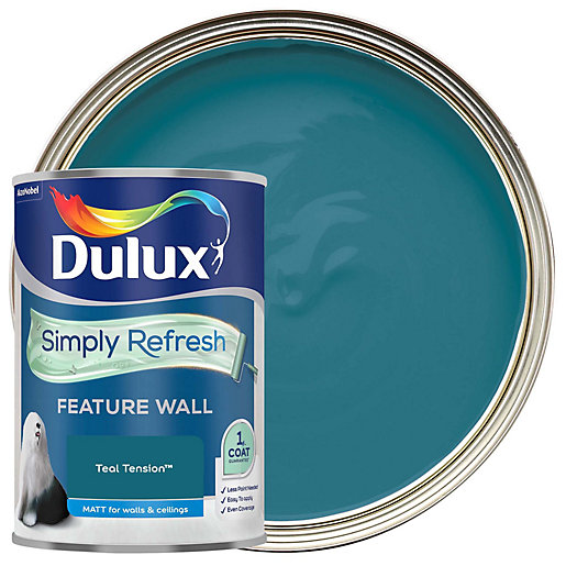 Dulux One Coat Teal Tension Simply Refresh Feature Wall Paint 1 25l Wickes Co Uk - Paint Color Teal Walls