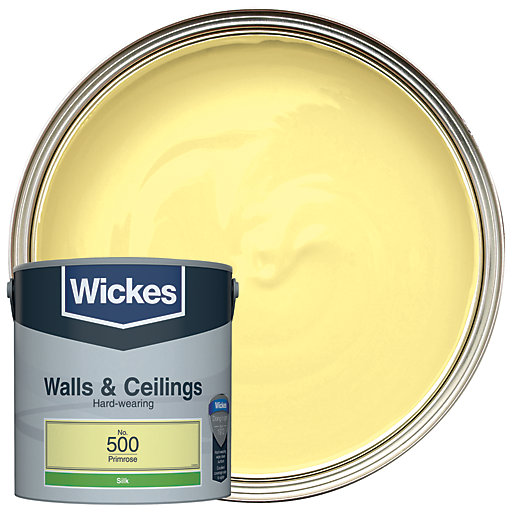 wickes primrose no 500 vinyl silk emulsion paint 2 5l co uk pms 189