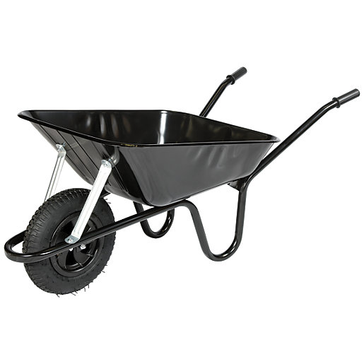 Walsall Barrow in a Box Black Builders Wheelbarrow with Pneumatic Wheel