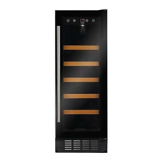 CDA 300mm Black Glass Slimline Wine Cooler FWC304BL Wickes.co.uk