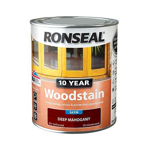 Ronseal 10 Year Woodstain Deep Mahogany 750ml Wickes.co.uk