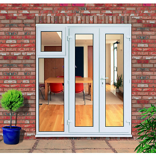 Upvc French Doors Outwards Opening With 600mm Side Sash Panel Wickes Co Uk